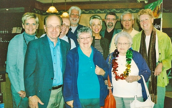 Orchestra students of Henrietta Welch (Washington Jr.) had brunch with her on Sunday.  From Left:  Griffith, Banucci, Blackmar, Sabo, Wohlust, Wolfman, VanKoningsveld, Carter, Mrs. Welch,Wilda.