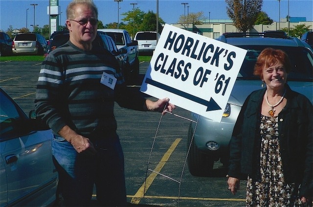 Marty and Donna Defatte stood outside and welcomed classmates to this event.