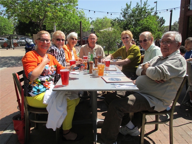 Snowbirds in Phoenix-2014: Osa Musurlian, Barb Eckert, Marilynn Wilda Johnson (1960), John Blackmar, Judy Amundsen, Gene Banucci, Nubar Musurlian.