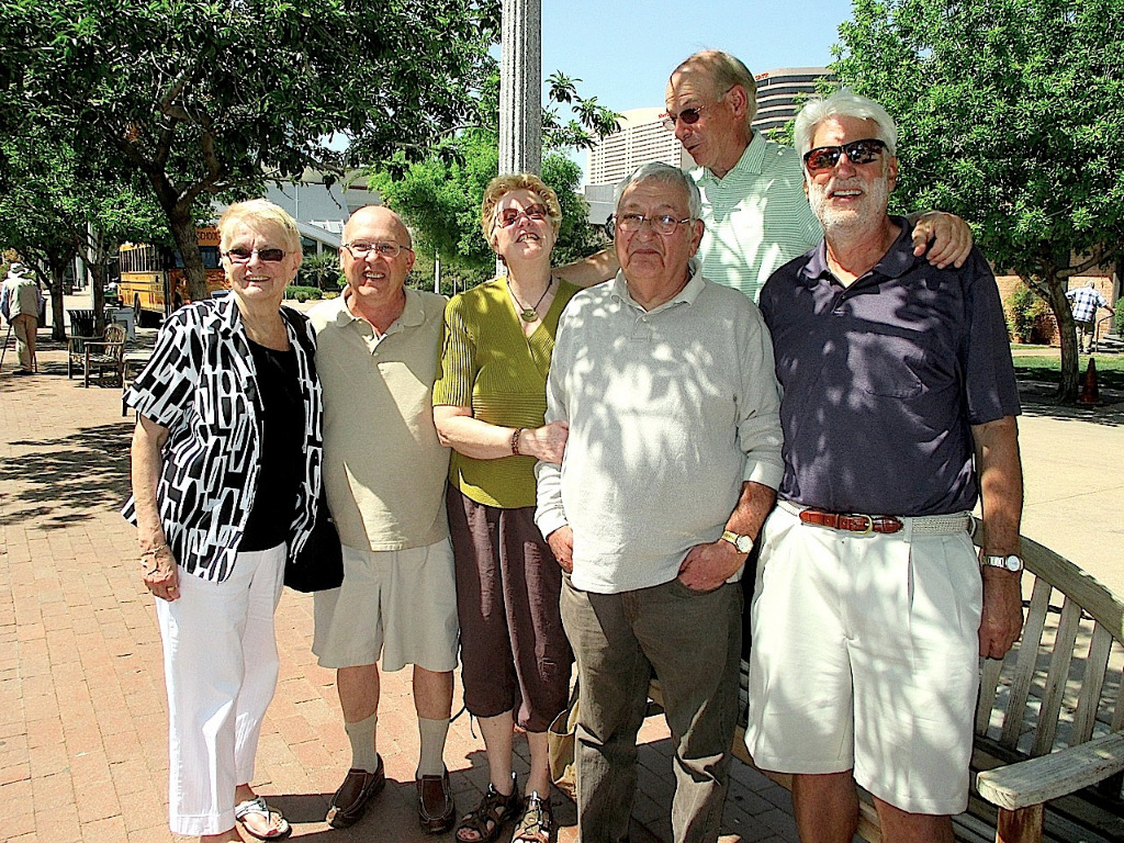 March 2014 Snowbird meeting in downtown Phoenix, AZ: (L) Barb Griffith Eckert, John Blackmar, Judy Wilda Amundsen, Nubar Musurlian, Al Sabo.  In Back-Gene Banucci.