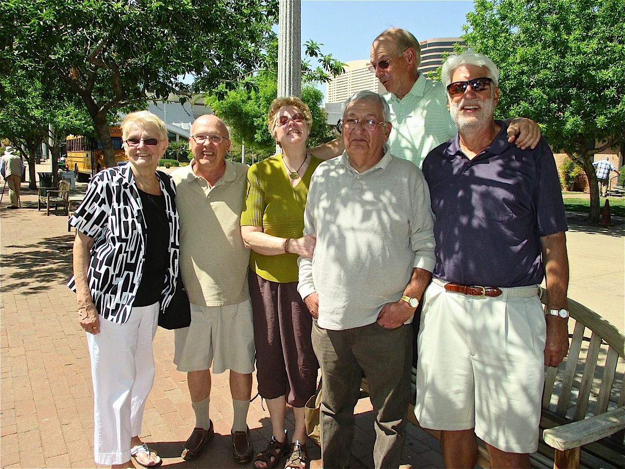 Get-together in Phoenix, AZ, March 2014:  Barb Griffith Eckert, John Blackmar, Judy Wilda Amundsen, Nubar Musurlian, Al Sabo, and (in back) Gene Banucci.